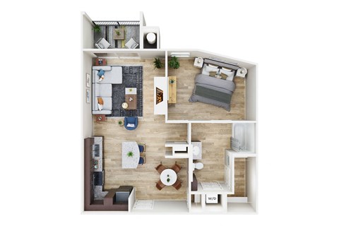Floor plan for 1 bed, 1 bath, 758 sqft